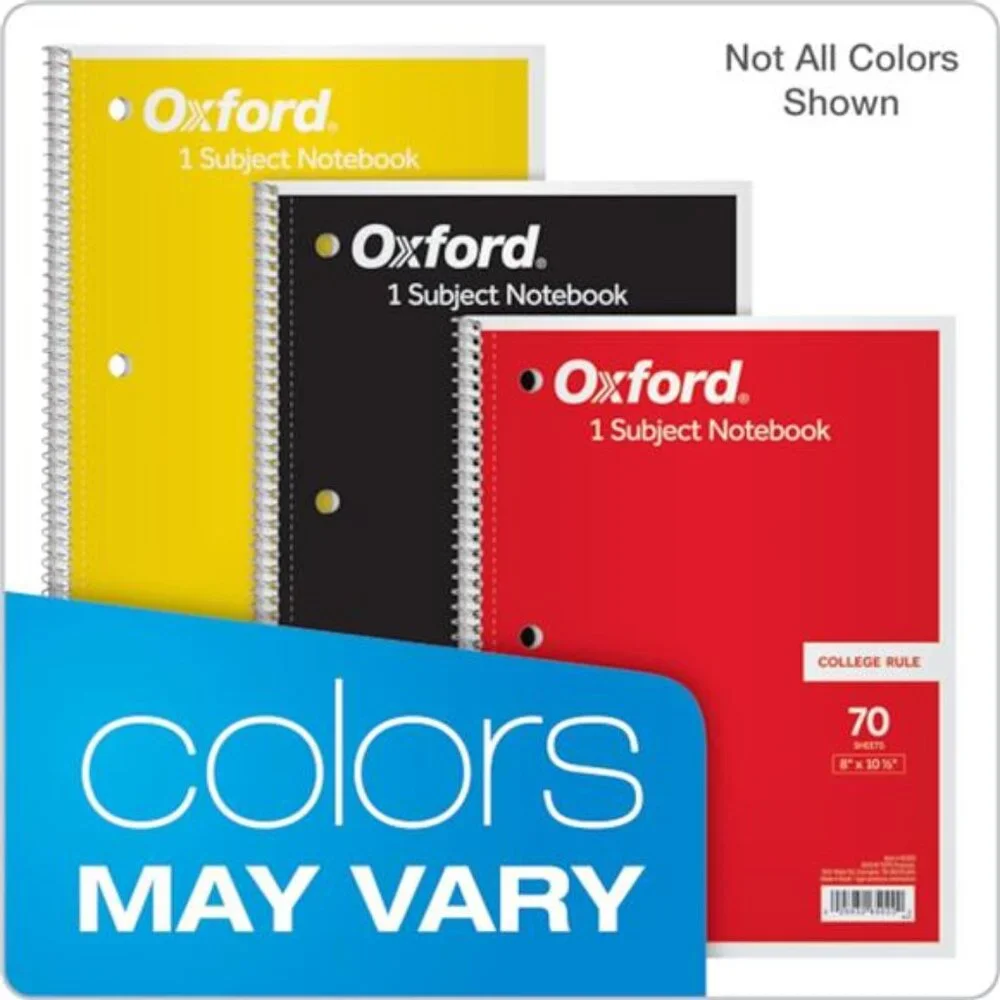 6 Pcs Multicolored Oxford Spiral Notebook for School Office Supplies 8 x 10 1/2